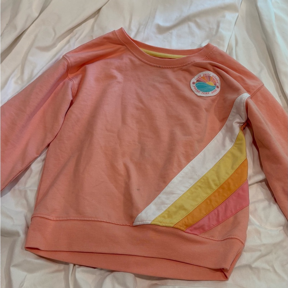 C&C California Orange and White Sweater with Diagonal Stripes